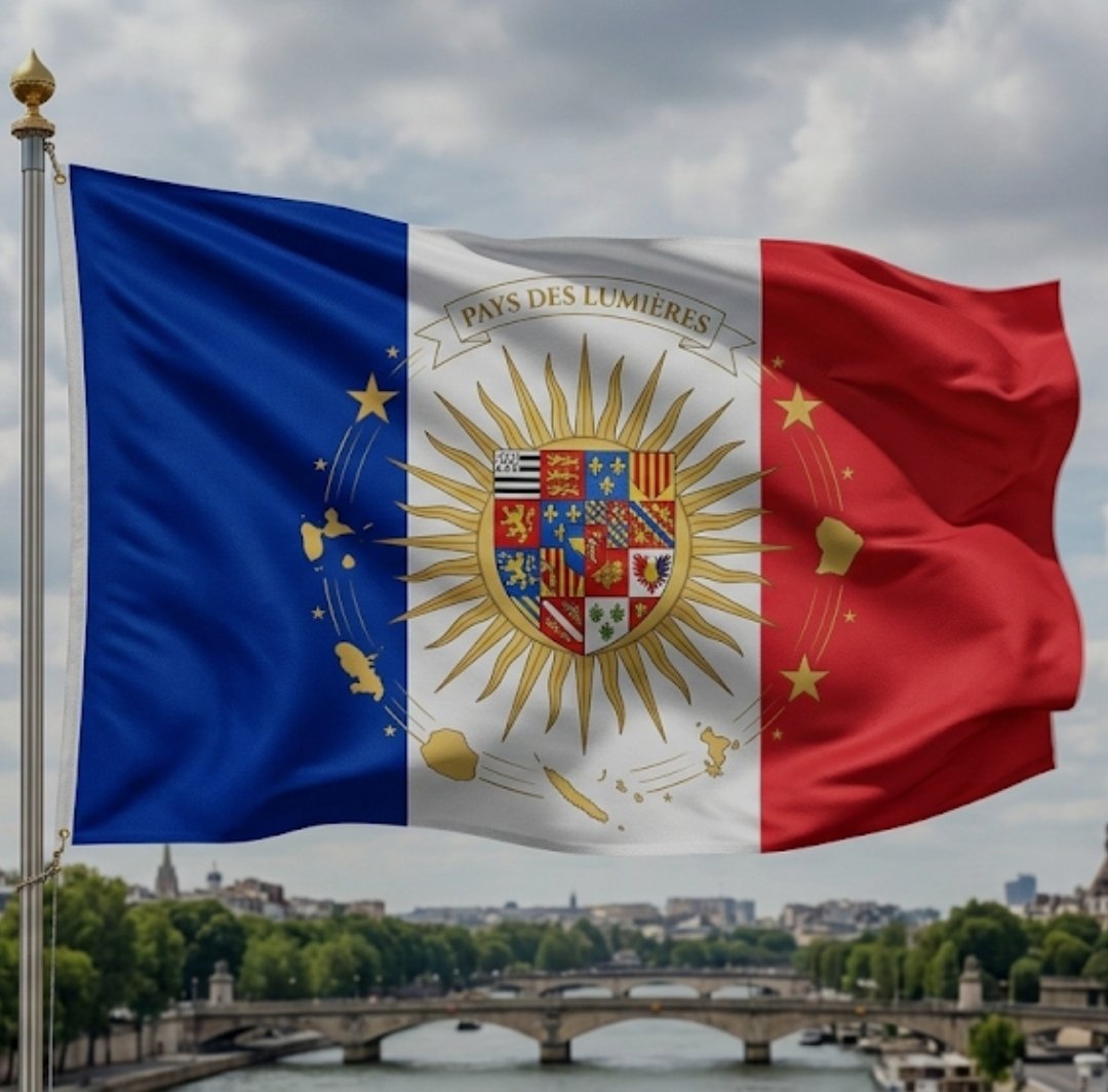 <a href="/LePropheteEli/">Eli II 🏴‍☠️</a> La lune sur le drapeau français c'est pas possible.
La France c'est le pays qui ne se couche jamais. Avec tous nos fuseaux horaires il y a toujours du soleil au dessus du Pays des Lumières.
Je pense que mon drapeau est mieux 😉