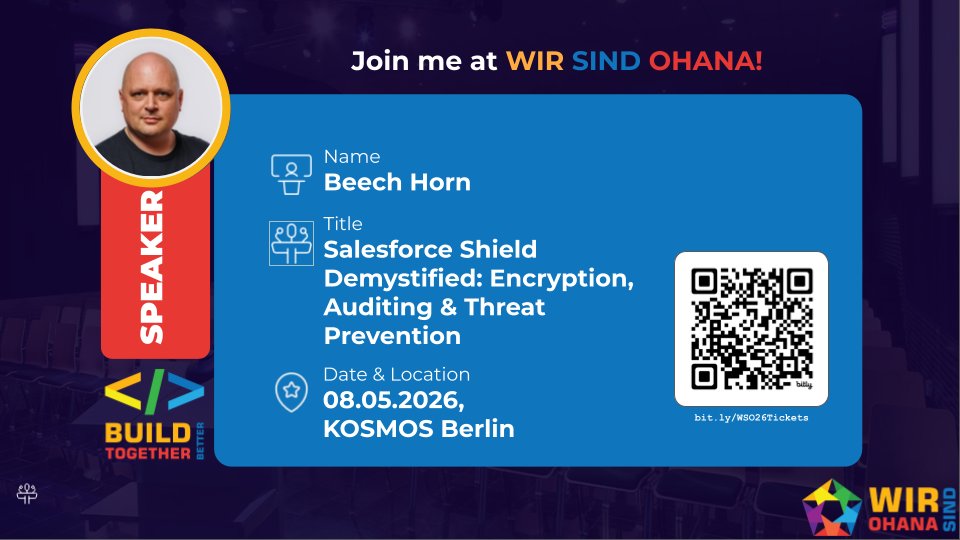 30 years since I was last in Berlin, I get to talk there. Working with Salesforce and uncertain Shield is worth the investment? Inherited a Shield org and wondering where to begin? Forty minutes, practical guidance, zero waffle. Tickets: bit.ly/wso26tickets See you in Berlin.
