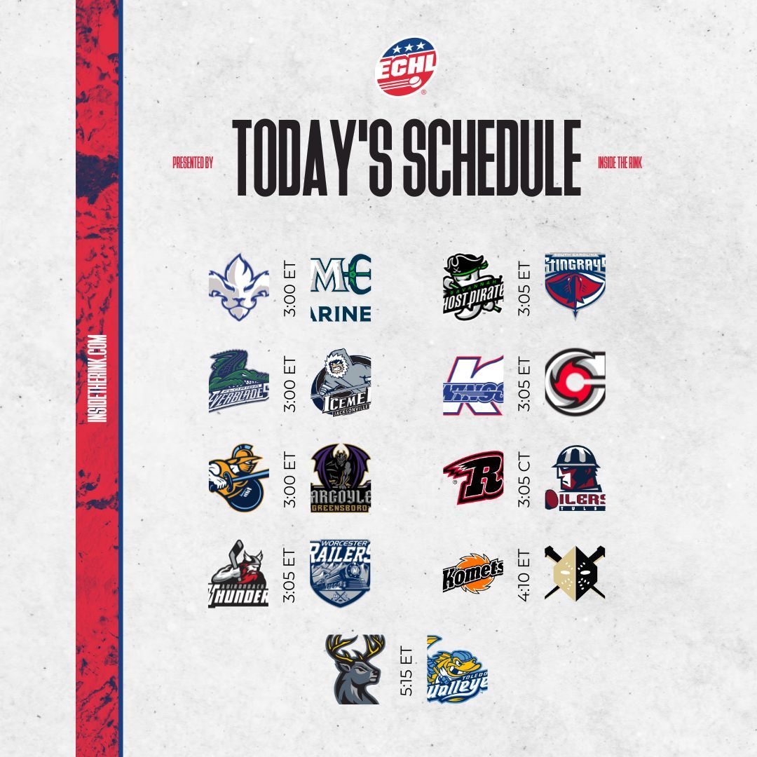 ECHLWeek's tweet image. 9 ECHL games today #ECHL #ITR