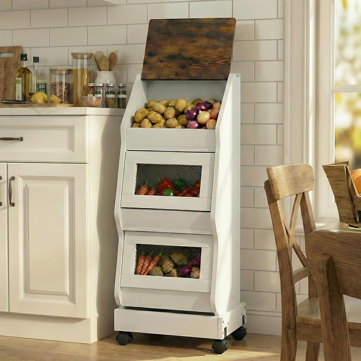 familydealvibes's tweet image. ARTETHYS Potato and Onion Storage Bin with Wheels Movable White Potato Box Holder for kitchen with Lid Onion Organizer with Grocery Section Decorative Vegetable Organization Cabinet for $101.99

🔗sovrn.co/2bdwgrg

#Deals #StorageBin