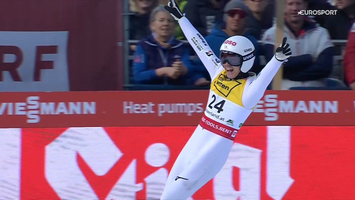 Eurosport_PL's tweet photo. CO ON ZROBIŁ⁉️

#skijumpingfamily #Kulm https://t.co/dJzqt2P3Ap