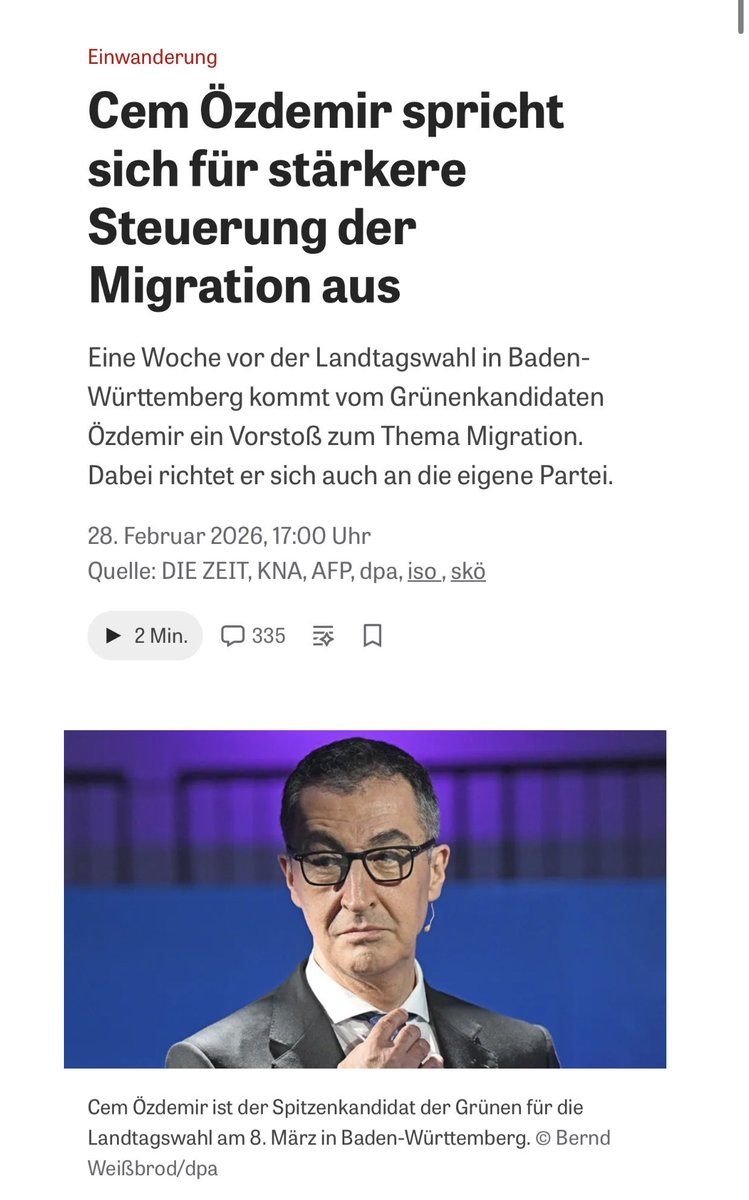 Meine Entscheidung steht‼️Ich wähle am Sonntag Cem Özdemir zum Ministerpräsidenten in #BadenWürttemberg ✅  
Ein ehrlicher Landesvater den sich jede/r wünscht.