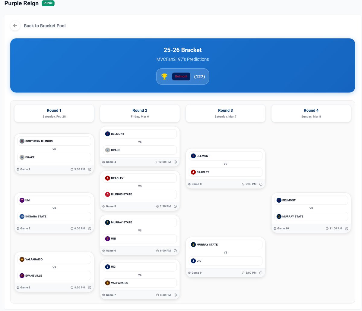 GraMatthews's tweet photo. MVC fans 🏀

When Arch Madness seeding drops, create your own bracket pool or join a league!

Picks lock at 12PM CT Thursday — then track the leaderboard + see everyone’s brackets. #ArchMadness #MVC

https://t.co/K6puITlrua https://t.co/pnLd0pqi8x
