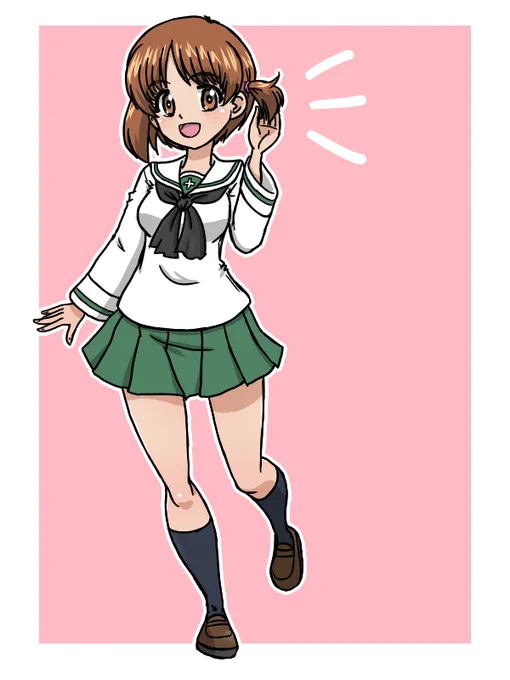 #週末ガルパンお絵描き120分一本勝負20260301 #週末ガルパンお絵描き120分一本勝負 お題「西住みほ」 グッズイラストなどで見る片耳出してちょっとイメチェン!?のみぽりんを制服姿で描きました