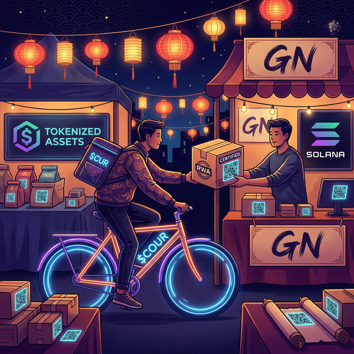 GN! 🌃 

The city sleeps but $COUR night couriers keep moving. 

RWA deliveries don't wait. ⏩⏩ 

Solana verifies 24/7. Respect to the night shift! 🫡

#logistics #web3 #gigworkers #solana #couriers