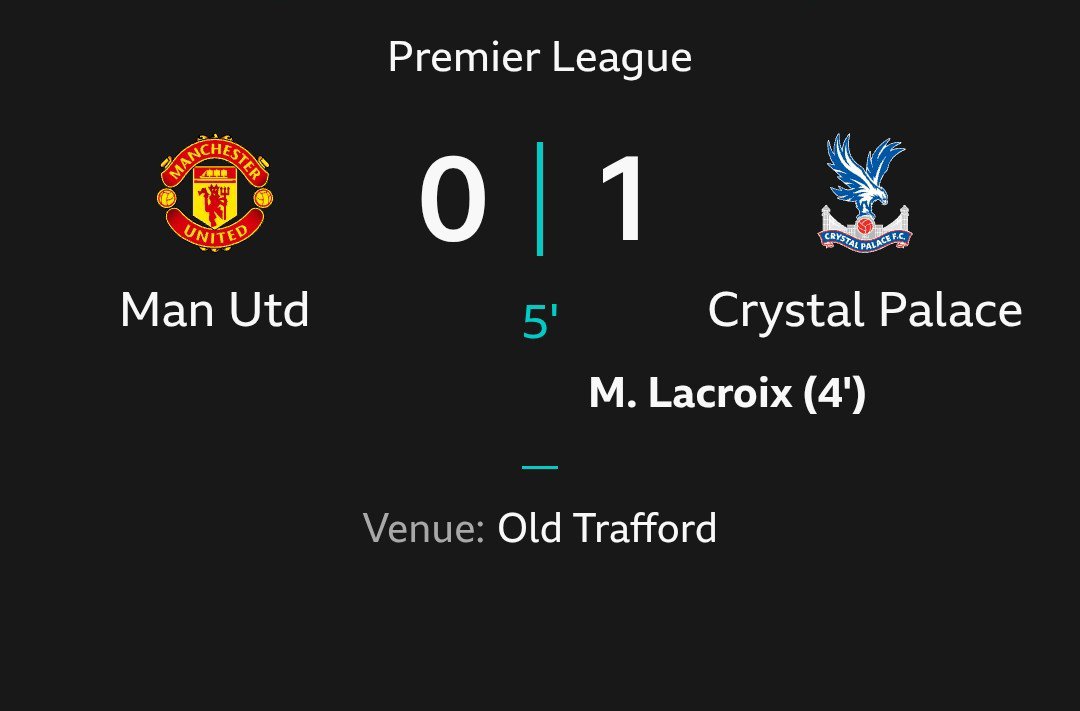 #ManchesterUnited #PremierLeague 

Man. Utd 0:1 Crystal Palace