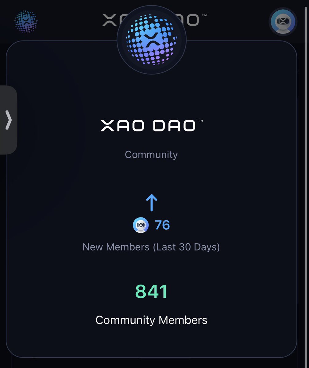 gm gm! ☀️

Update:  841 <a href="/XAODAOLLC/">XAO DAO</a> members 

Only 159 more members until we begin decentralized governance! 

Get your proposals ready! 💙 
🔗 below to join! 
It’s only a one-time fee of $10. Stop standing on the XRPL sidelines!