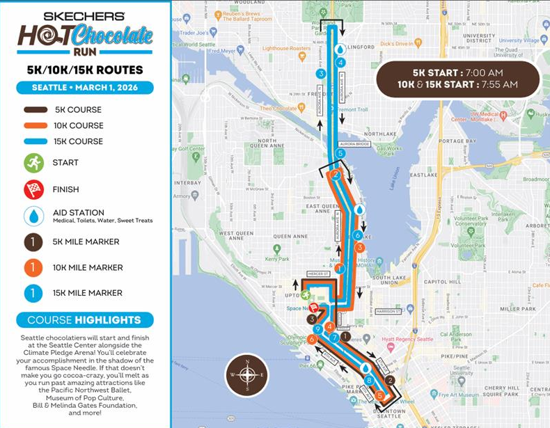 Hot Chocolate Run roadway closure until 11:30 AM: - Mercer Ave