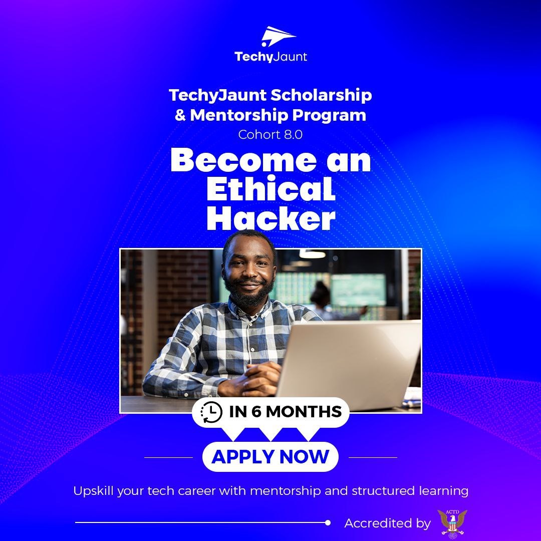 TechyJaunt's tweet photo. Ready to land high-paying jobs in tech? 

Here’s a SCHOLARSHIP for you

Learn High Demand Tech skills, plus Mentorship from Top Experts 

Closes soon | APPLY FOR FREE 👇