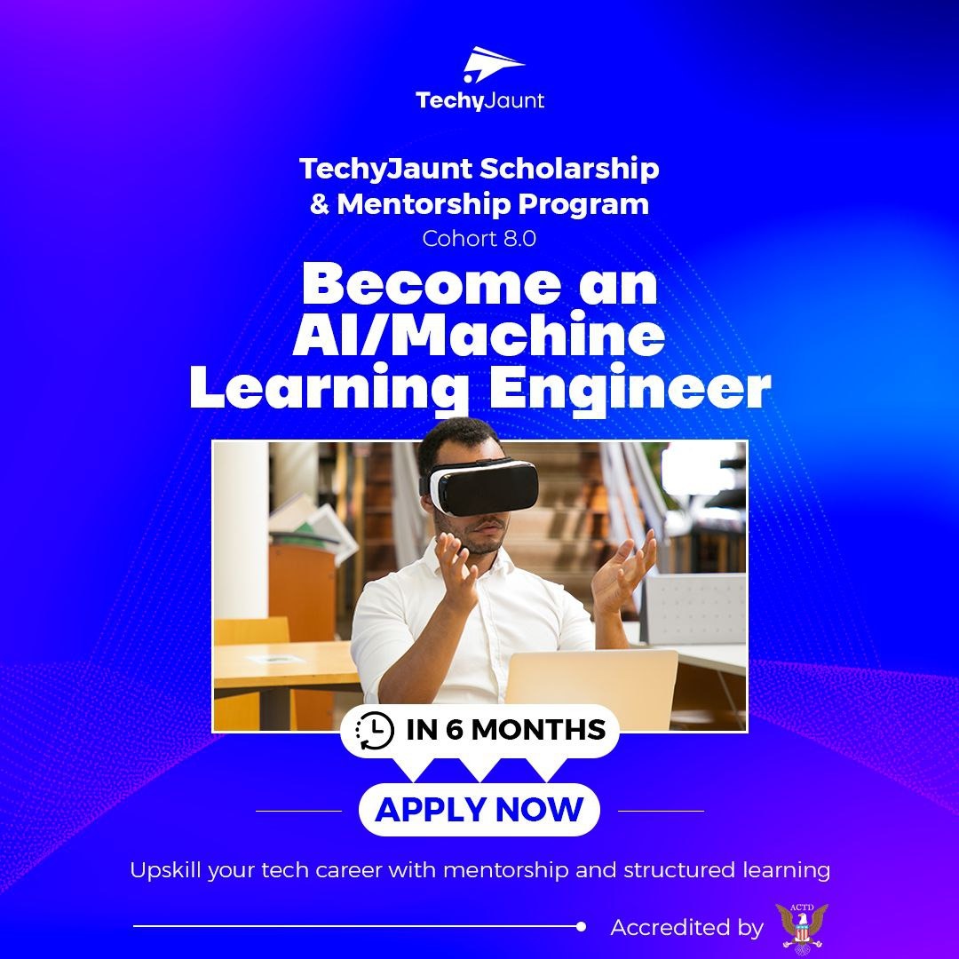 TechyJaunt's tweet photo. Ready to land high-paying jobs in tech? 

Here’s a SCHOLARSHIP for you

Learn High Demand Tech skills, plus Mentorship from Top Experts 

Closes soon | APPLY FOR FREE 👇
