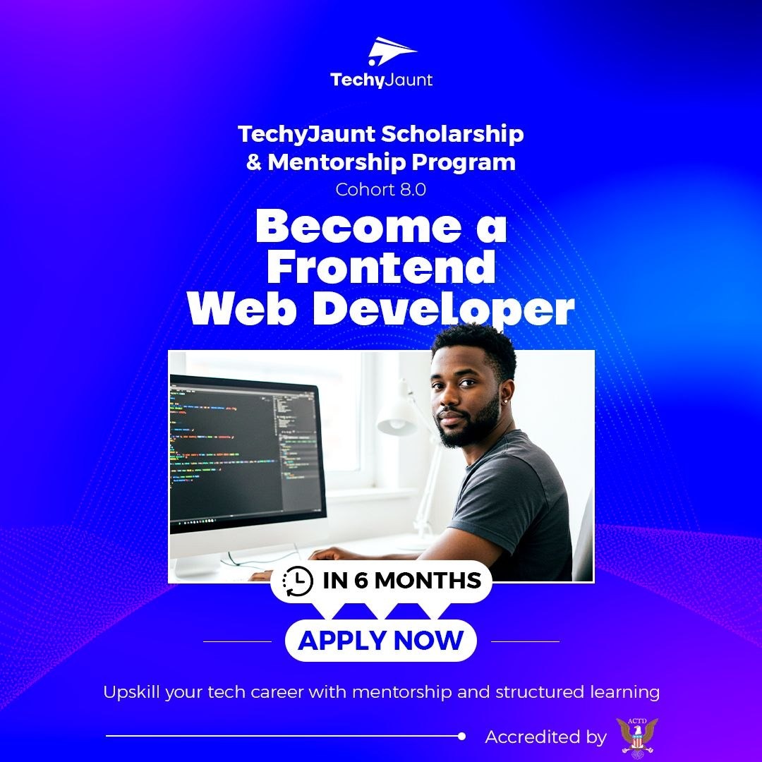 TechyJaunt's tweet photo. Ready to land high-paying jobs in tech? 

Here’s a SCHOLARSHIP for you

Learn High Demand Tech skills, plus Mentorship from Top Experts 

Closes soon | APPLY FOR FREE 👇