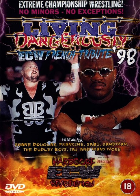 wrestle_hist's tweet image. 3/1/1998  

The Living Dangerously DVD cover. 

#ECW #LivingDangerously #BamBamBigelow #TheBeastFromTheEast #NewJack #AsburyParkConventionCenter #AsburyPark #NewJersey