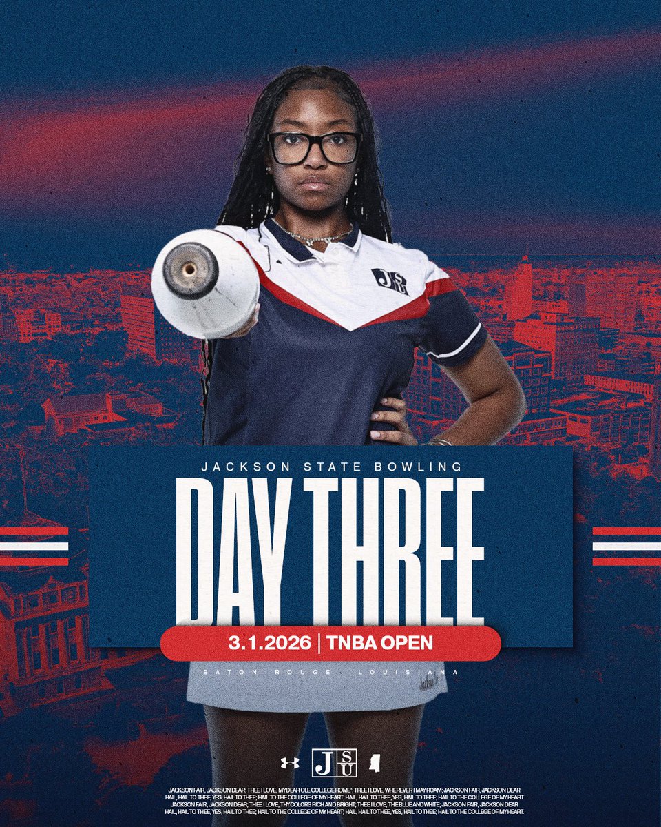 GoJSUTigers's tweet photo. 🎳TNBA OPEN Day 3🎳
📍| Baton Rouge, La.
🎳| All Star Lanes
⏰| 9:00 a.m.
💻 | https://t.co/xQRvEbcIAj
#TheeILove | #GoJSUTigersBOWL🐅 https://t.co/Vf4EAcwaUX