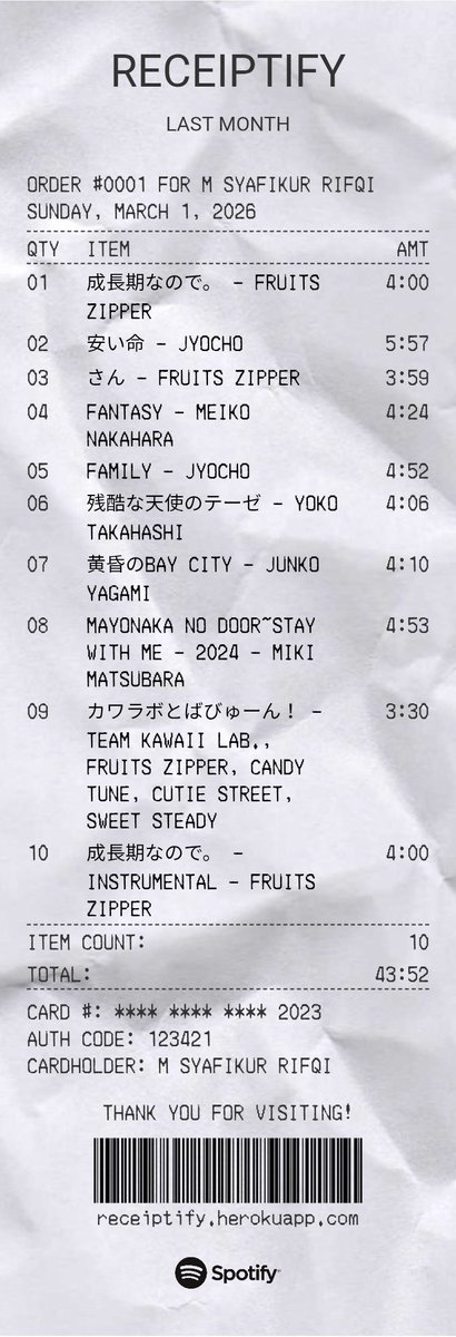 *JPOPmfs
Spill receiptify bulan Februari kalian!