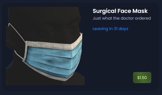 RAF_XYZ's tweet photo. Surgical Face Mask was accepted for @s8box Massive thanks to @FcpnchStds !!! ❤️ :) https://t.co/JJxAv5iGkl