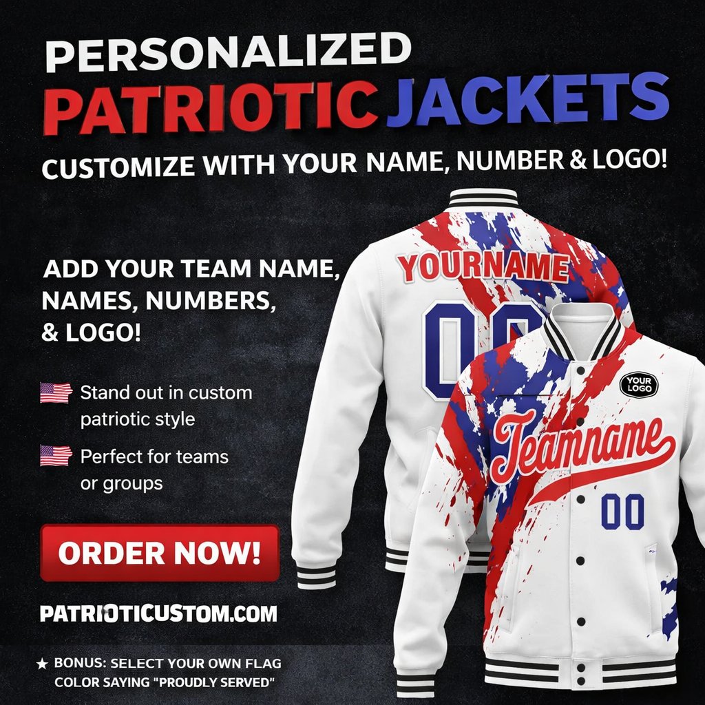patrioticu27450's tweet image. Create your own patriotic jacket—custom name, number, and logo!
.
.
#coolcustomize #AmericanPride #USAStyle #BestGiftForVeterans