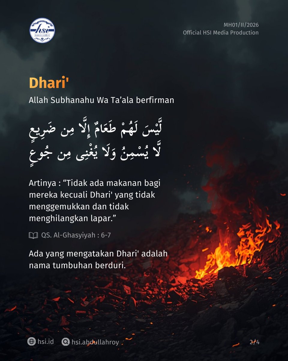 hsiabdullahroy's tweet photo. Di neraka, Allah menyebutkan makanan. Bukan untuk mengenyangkan. Bukan untuk menguatkan. Tapi sebagai bagian dari adzab. Dzari, Zakkum, dan Ghislin adalah tiga di antara makanan penduduk neraka. https://t.co/DzBhjhOEL1