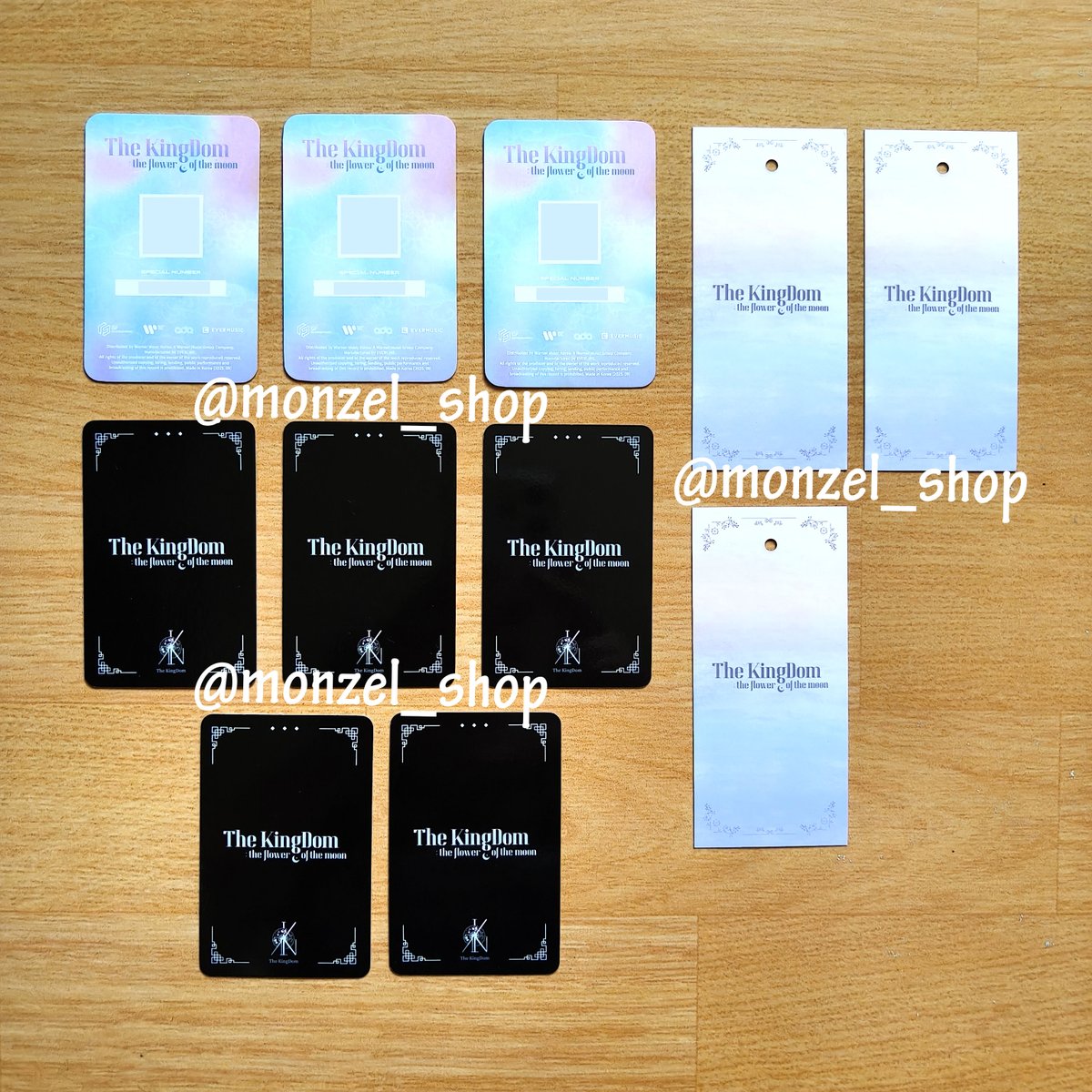 monzel_shop's tweet photo. READY STOCK

#MZ_KINGDOM

WTS (Worldwide &amp; INA)
The KingDom Special Album [the flower of the moon]  Sharing DAY ver
   ↳ Availability :
    - Album Photo Card (PC) @ 45 K / $3 each
    - Music Card (with unused QR) @ 55 K / $4 each
    - Bookmark @ 35 K / $2 each https://t.co/J9BZlNVetL