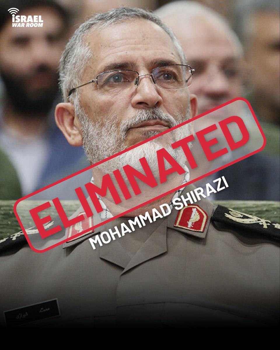 🎯 Mohammad Shirazi, chief of Khamenei’s military bureau, was eliminated in the opening strikes against Iran’s Islamist Terror Regime.