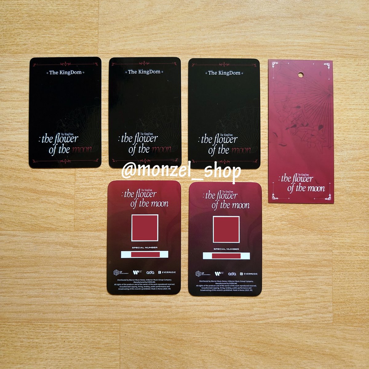monzel_shop's tweet photo. READY STOCK

#MZ_KINGDOM

WTS (Worldwide &amp; INA)
The KingDom Special Album [the flower of the moon]  Sharing NIGHT ver
   ↳ Availability :
    - Album Photo Card (PC) @ 45 K / $3 each
    - Music Card (with unused QR) @ 55 K / $4 each
    - Bookmark @ 35 K / $2 each https://t.co/TXEOx5oZbg