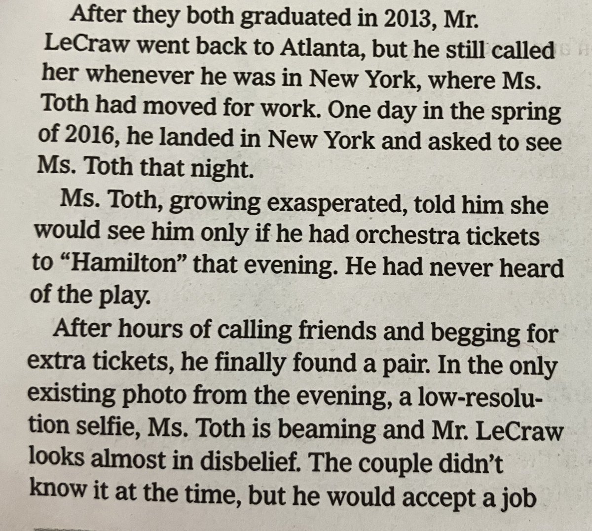 Incredible moment in the NYT wedding section.