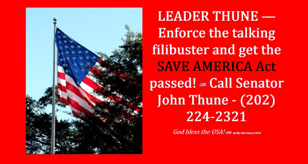 Senator needs to pass the SAVE Act now. CALL HIS OFFICE. This must be passed in time for the midterms. Why is he stalling? Who owns Thune?