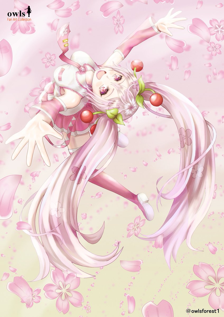 初音ミク ,桜ミク 「そろそろミクの日に備えて描いていきたいと思います。 間に合えば良いのですが その」|owls　ゆっくり反応中。のイラスト