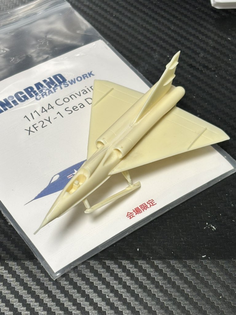 アニグランド 1/144 XF2Y-1 シーダート
胴体が反ってたけど熱湯で直してサクサクと組み立て。
スキーの接着が難しくて少し角度がズレちゃった。