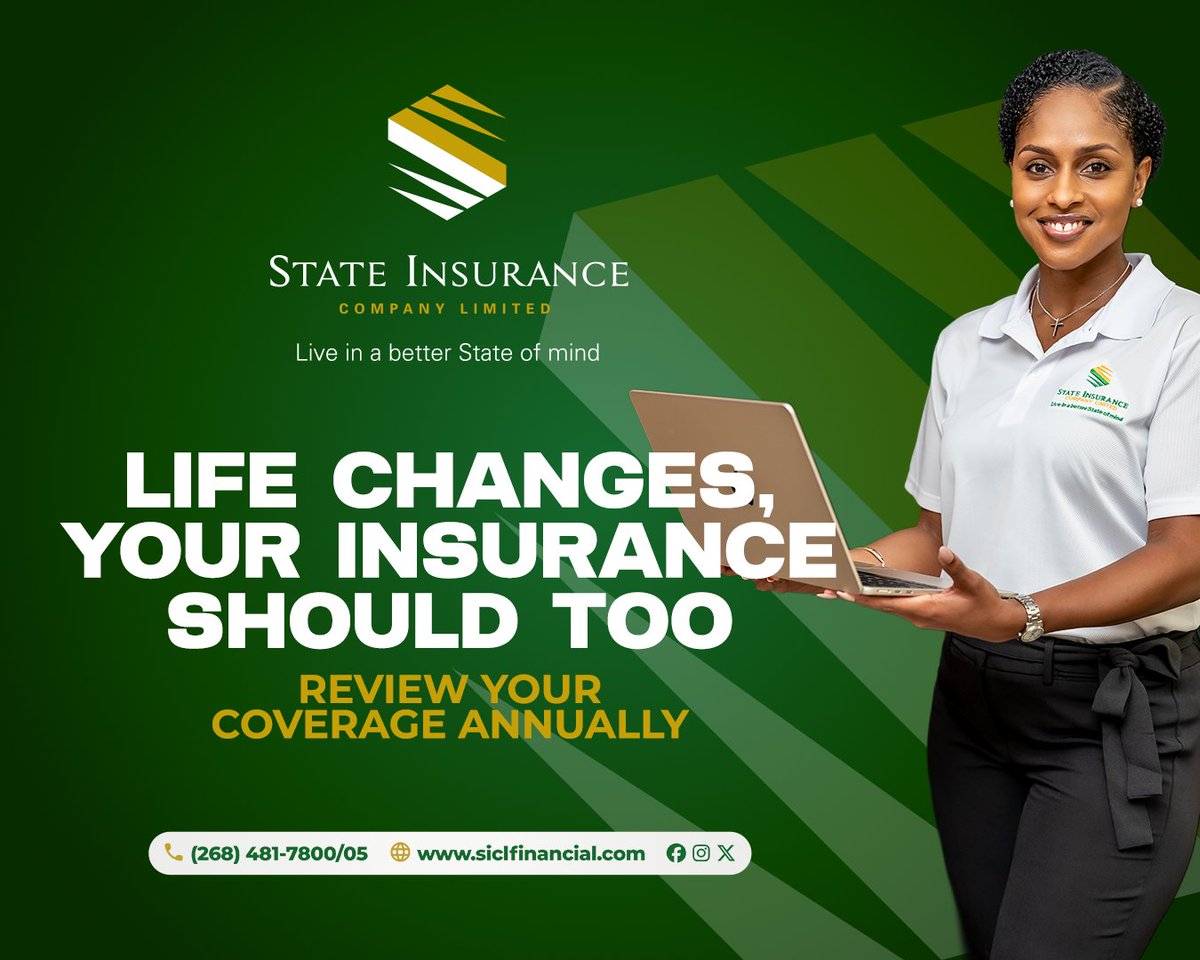 stateInsurancec's tweet photo. Did you know? Reviewing your insurance coverage annually helps ensure it still meets your needs as life changes.

📅 Make it a habit.
 📞 We’re happy to assist → (268) 481-7800

#InsuranceTips #DidYouKnow #StateInsurance #BePrepared #SmartPlanning #StateInsuranceCompanyLimited https://t.co/SiGevwkDTC