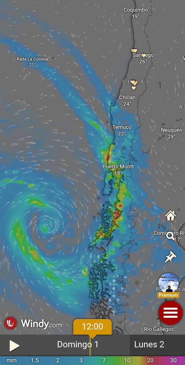EdoWeatherman's tweet photo. Alerta resto del domingo.
Ese hermoso sistema frontal seguirá afectando la zona sur con lluvia, viento, probables tormentas eléctricas y la posibilidad de tornados en sectores de las regiones de Araucanía, Los Ríos y Los Lagos.
En la noche la lluvia y posibles ⛈️ llegan a Biobío y Ñuble, para este lunes afectar Maule y sectores de O'Higgins.
Cuidado con este evento en sectores interiores de Maule a Los Ríos, por posibles inundaciones repentinas debido a la lluvia con ⛈️ e isoterma elevada.