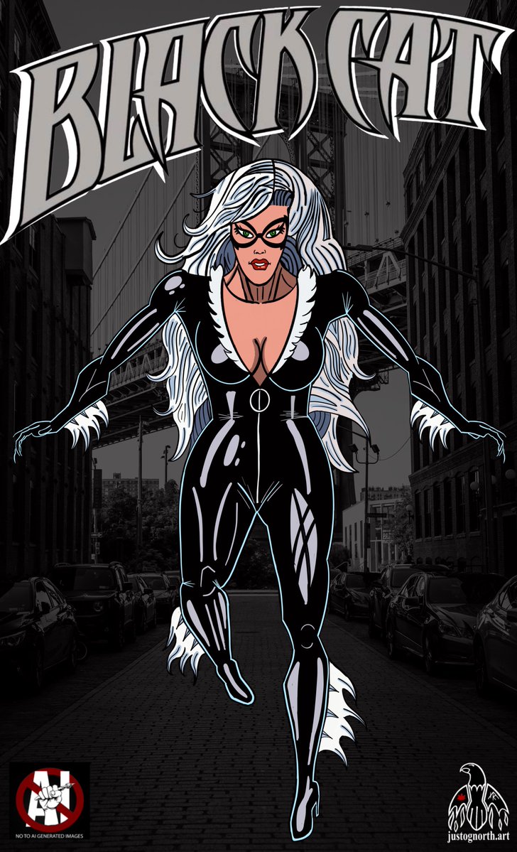 Black Cat 8.5x14” T-shirt template.  #marvel #blackcat #justognorth #digitalartist #digitaldrawing
