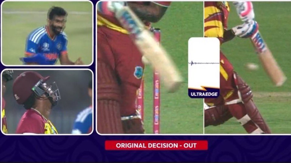 was_abdd's tweet photo. DAY LIGHT ROBBERY IN A WC MATCH.!!!

There was a clear gap between bat and the bowl.

@ICC just already handover the trophy to India, no need to fulfill the formality. https://t.co/xqugAwjquk