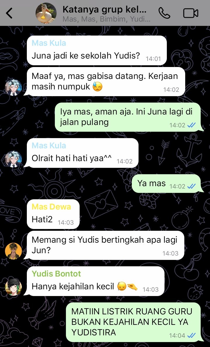 PecelBadagg's tweet photo. #Pandavvrites Sibling AU 

— Hari hari jadi Abangnya Yudis bontot dengan segala tingkah lakunya yang diluar nalar itu 

Hastags: #PouringPages #NakuLeads #ArjunaArkana #Bimantologi #yuditulis https://t.co/ZdGG0D92k0