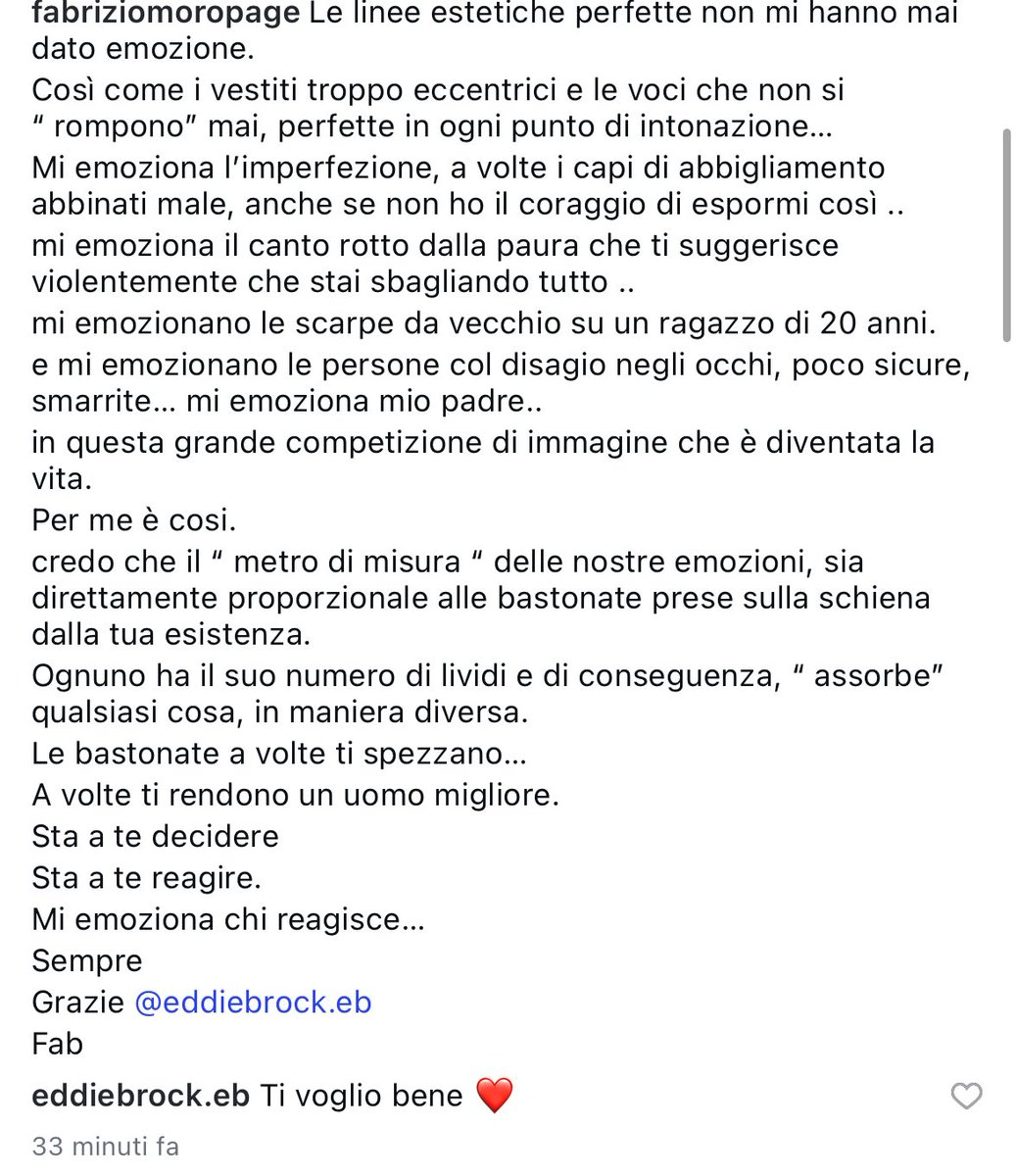 chenesannotutti's tweet photo. piangendo tutte le lacrime che ho in corpo per fabrizio che scrive un messaggio di conforto per eddie brock per il suo ultimo posto a sanremo come si prende a cuore i suoi pupilli lui nessuno 😭😭😭😭 https://t.co/UNKsxt5DgB