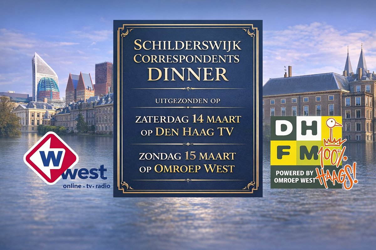 stichtingbbis's tweet photo. Het Schilderswijk Correspondents Dinner op 13 maart aanstaande is compleet vol geboekt. Echter is het mogelijk op 14 en 15 maart het event terug te kijken op Den Haag TV en Omroep West. https://t.co/NFTLfGqNqi