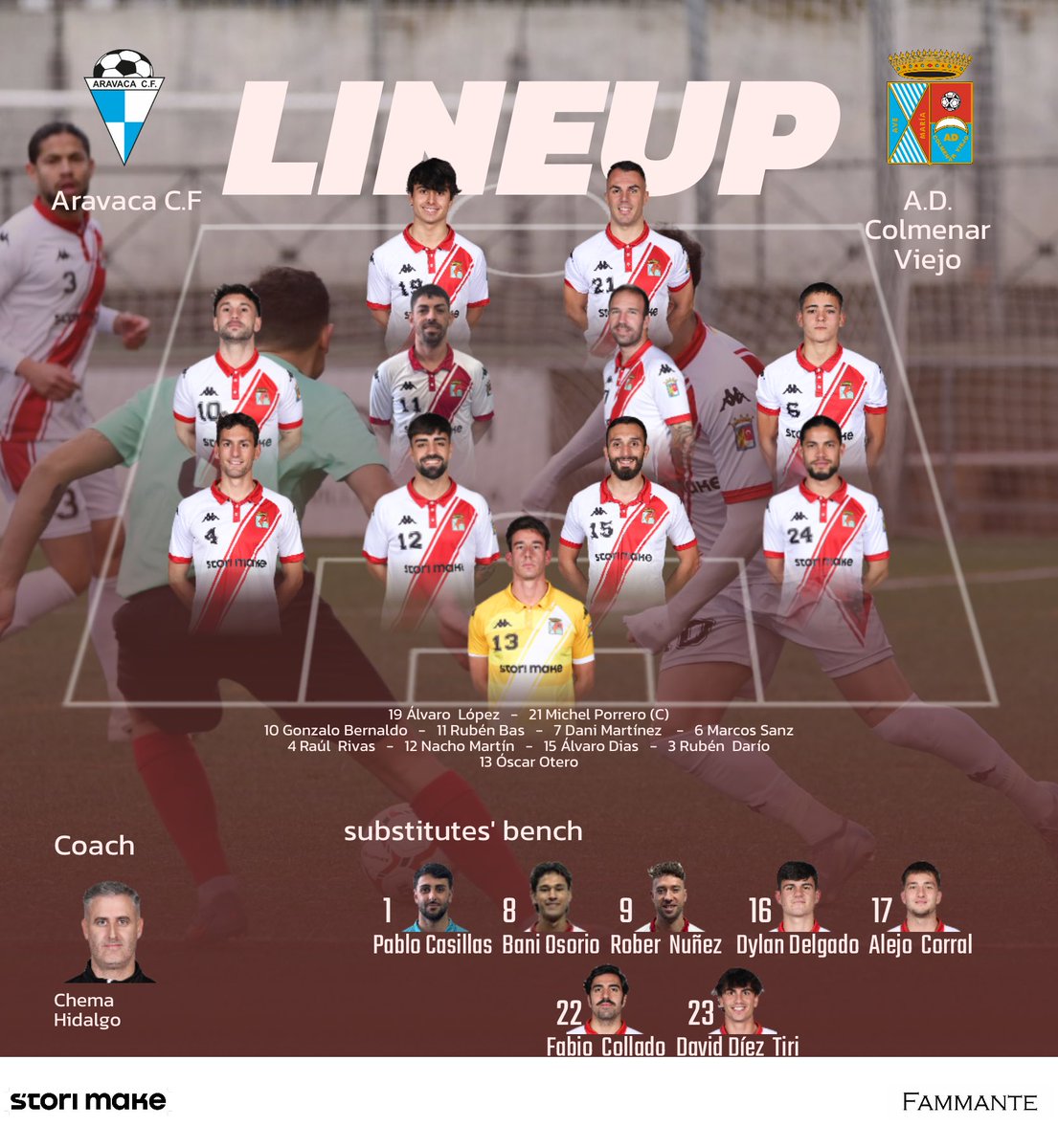 adcolmenarviejo's tweet photo. 🔴⚪️ NUESTRO 11 | PRIMER EQUIPO
🧤 Portero
Óscar Otero
🛡️ Defensa (4)
Rubén Darío – Álvaro Dias – Raúl Rivas – Nacho Martín
⚙️ Centro del campo (4)
Gonzalo – Rubén Bas – Dani Martínez – Marcos Sanz
🎯 Delantera (2)
Porre (C) – Álvaro López
👔 Chema Hidalgo
🤍❤️ #ADCV https://t.co/ufkofH1OyW