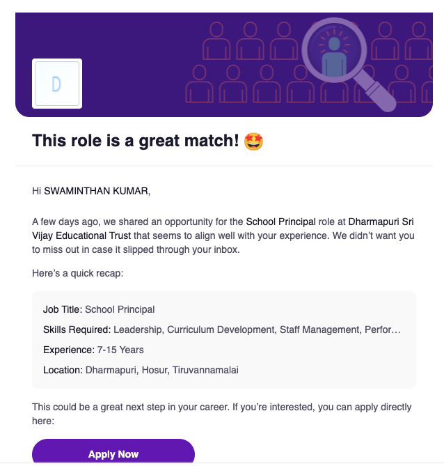 swamusing's tweet photo. for once - a random email spam jobpost i'd *actually* take! 😄 school principal in thiruvannamalai sounds pretty darn good rn. https://t.co/kvSLTkjaUR