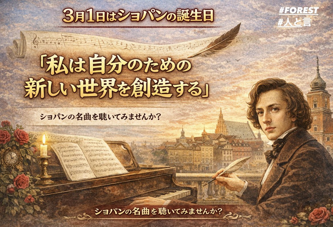 第9回目の人と言は本日誕生日のフレデリック・ショパンです