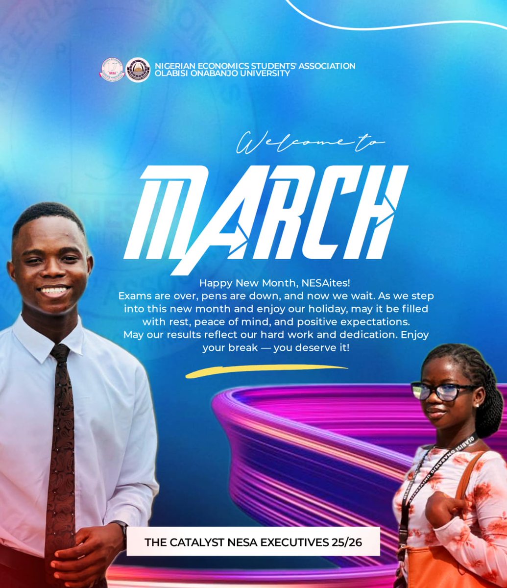 NESA_OOU's tweet photo. Happy New Month to every NESAite.
You’ve worked hard this semester, now it’s time to enjoy the break.
The Catalyst Team 25/26 is rooting for everyone to have a safe and refreshing holiday. Come back stronger! 🤝 https://t.co/4T52HDkFXD