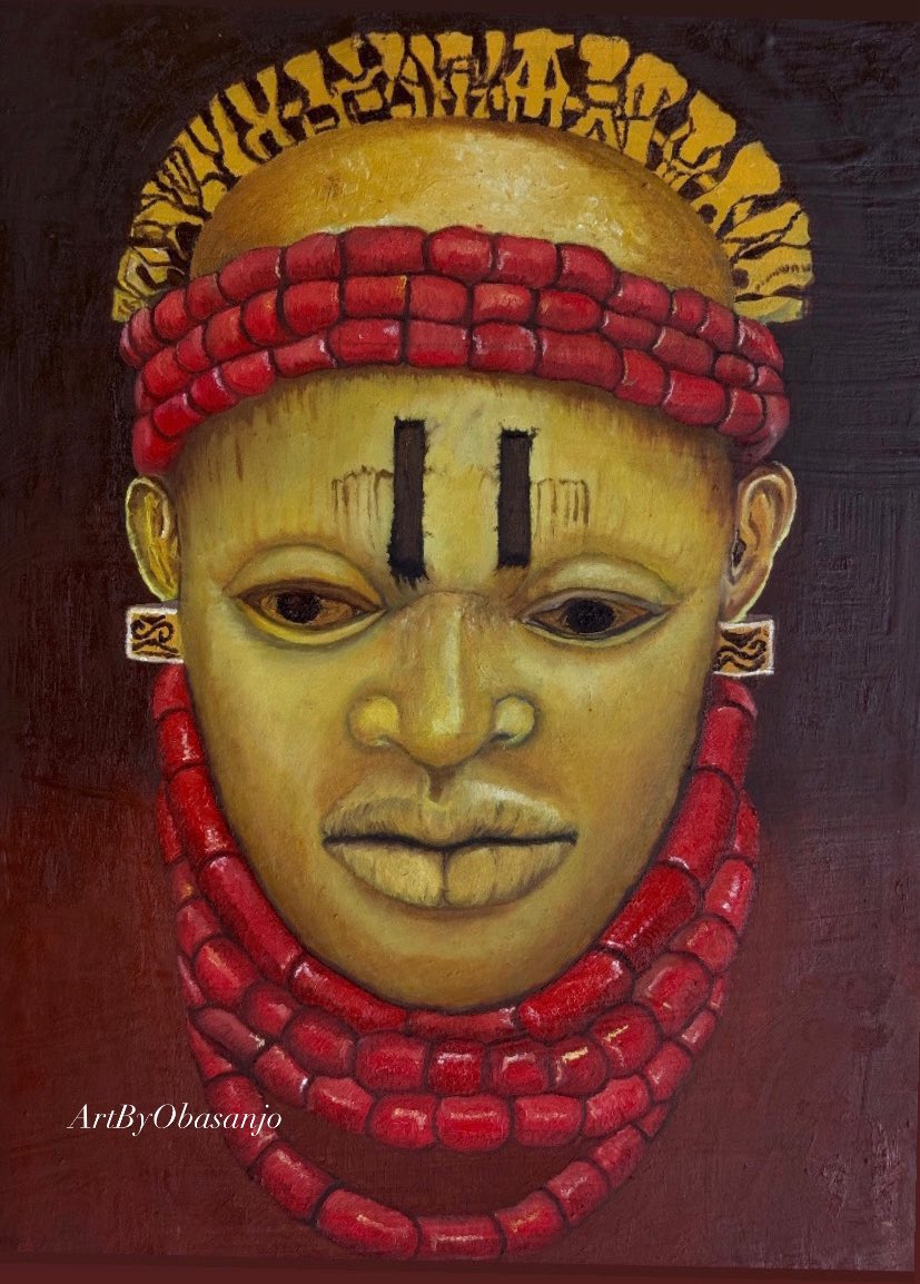 HobiJay5's tweet photo. My painting titled “The Queen Mother and The King’s Bead”. art prints available for sale🖼 original piece “oil on canvas” also available✍️ you’re just a dm away https://t.co/YSMC8gBidk