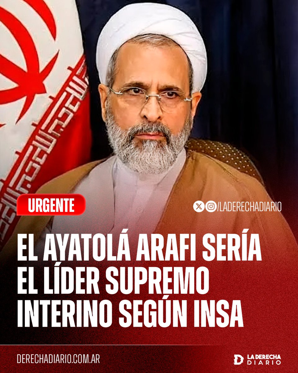 🚨🇮🇷🇺🇸🇮🇱 | El ayatolá Alireza Arafi, miembro del Consejo de Guardianes de Irán, fue elegido como el nuevo líder supremo del régimen terrorista en reemplazo de Alí Jamenei, eliminado durante la Operación "Furia Épica", según la agencia INSA.