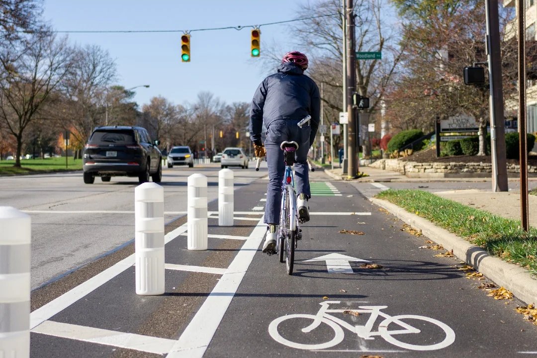 After the bike lanes:

✅ Excessive speeds down by 89%
✅ Crashes cut in half 
✅ People took 12,000+ trips on bikes &amp; scooters in the first 6 months alone

📍Columbus, OH