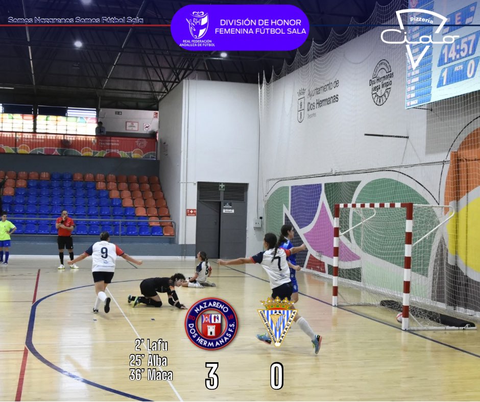 CRÓNICA 🗞️ | @pizzeriaciao_oficial | Se hace con la final ante Maracena y vuelve al primer puesto de la tabla 

🔗 nazarenodoshermanasfs.com/cronica-nazare…

Quería recuperar la primera plaza y así lo hizo. El Torneo Seguridad Nazareno Dos Hermanas FS se hizo con la victoria ante la UD Maracena en