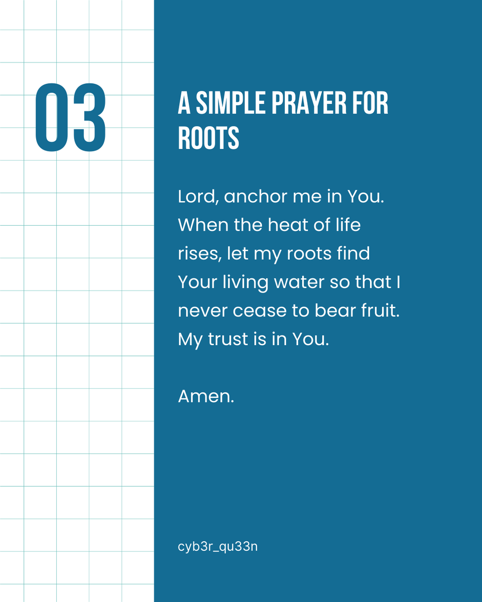 How are your roots? 🌳 Life’s "heat" is inevitable, but Jeremiah 17 tells us that the person who trusts in the Lord is like a tree planted by water. You don’t have to fear the drought or the stress of the week ahead when your roots are deep in 

#rooted #jeremiah17 #spiritualgrow