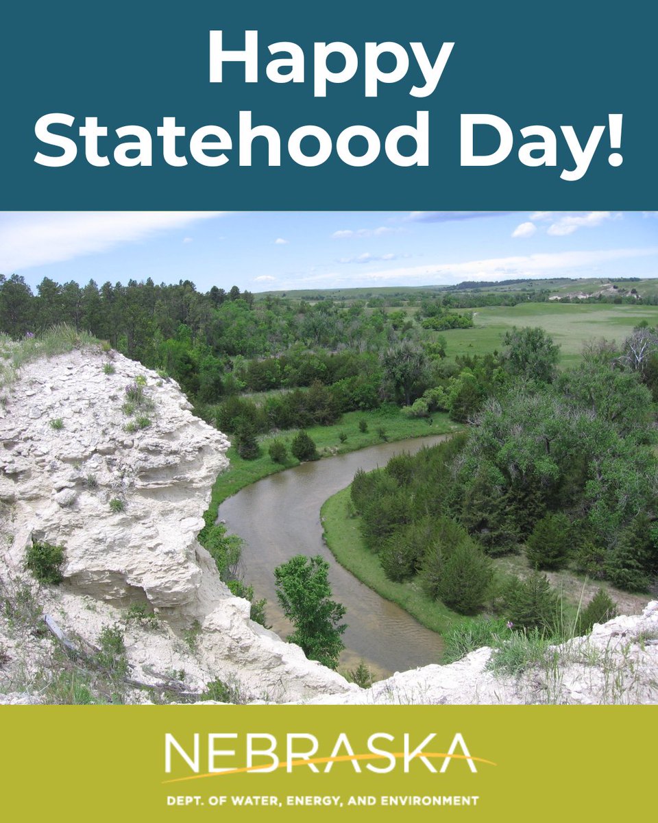 NebraskaDWEE's tweet photo. Happy Statehood Day, Nebraska! Here’s to another 159 years of peaceful prairie land laced with many rivers! #BeautifulNebraska https://t.co/CKlt9mn9Yc