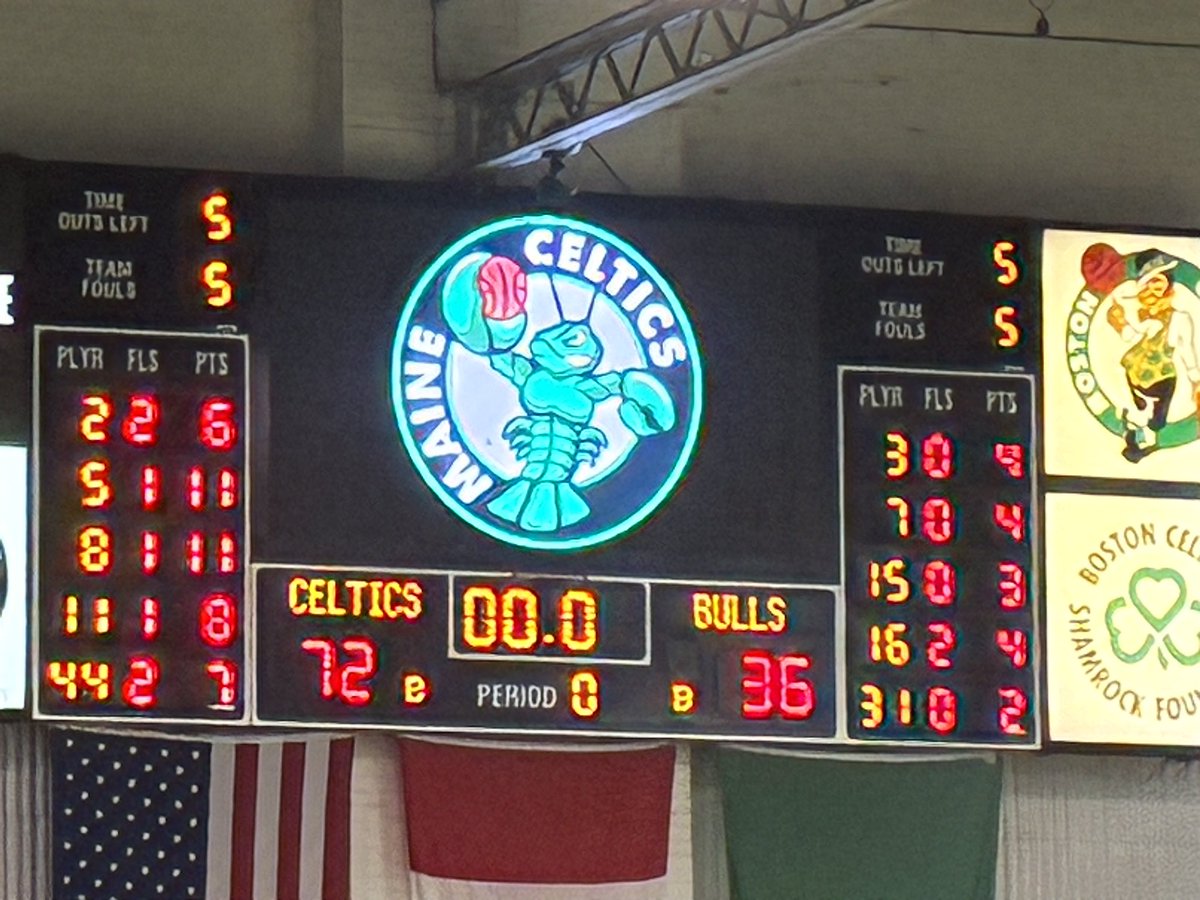 Doubling up the Bulls at the half. <a href="/MaineCeltics/">Maine Celtics</a>