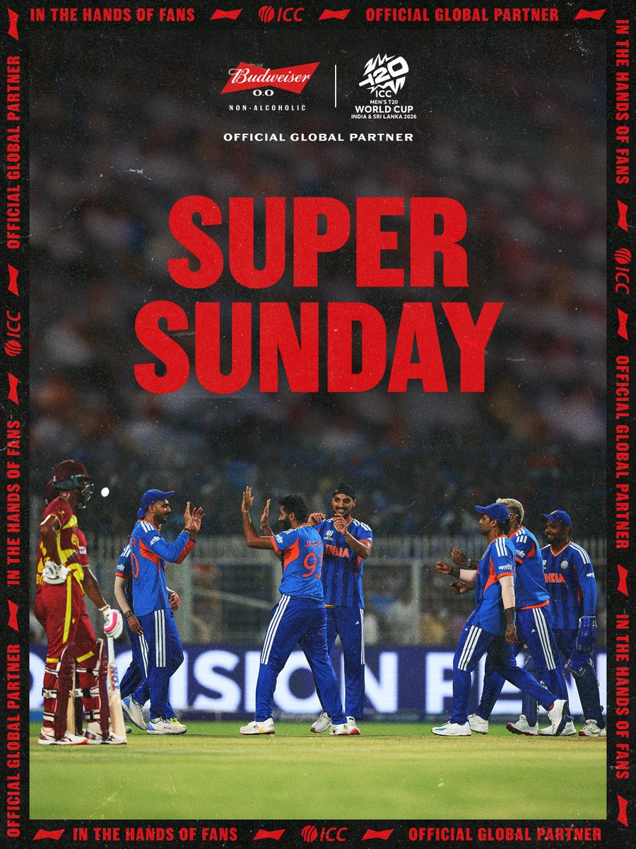 BudweiserIndia's tweet photo. It's a Sunday to remember. 

#super8 #T20WorldCup #INDvsWI https://t.co/GalP7t38gD