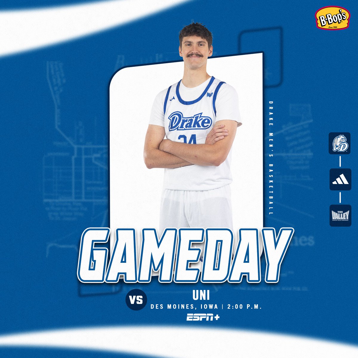 DrakeBulldogsMB's tweet photo. 𝐒𝐄𝐍𝐈𝐎𝐑 𝐃𝐀𝐘
🆚 @UNImbb
🔵 Blue Out
⏰ 2:00 pm
🏟️ Knapp Center
📍 Des Moines, Iowa
📺 https://t.co/sqZbtJUhtx
📻 https://t.co/0OICVEAQIo
🎟️ https://t.co/xLsMLbzAu4
📊 https://t.co/MbA79bH3hP
#DSMHometownTeam l @bbopsburgers https://t.co/CaasZKDcqQ