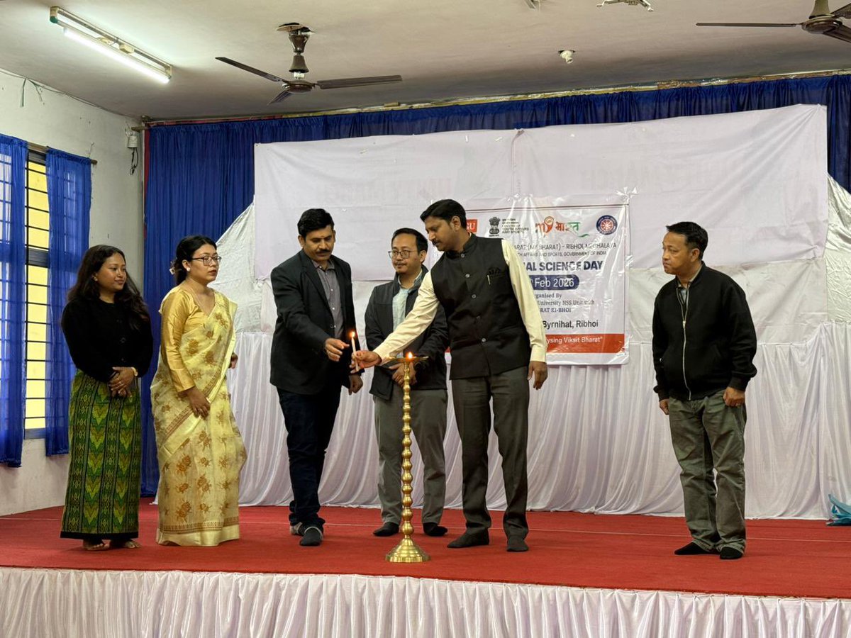 NssMahatma's tweet photo. National Science Day 2026 celebrated at Mahatma Gandhi University MY Bharat, Ri-Bhoi, under the theme “Women in Science: Catalyzing Viksit Bharat.” Certificates awarded to NSS volunteers for completing Disaster Management Training.
#NationalScienceDay #WomenInScience #NSS #MGU https://t.co/qK7abtJh1N