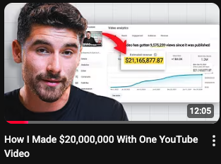 iman gadzhi made $20M from a single youtube video

9.5 million views 
184,000 new subscribers 
and most importantly $20M in his pocket

but he didn’t even get that money from adsense

it was revenue the youtube video got for what he’s selling (info)

he made a youtube VSL that